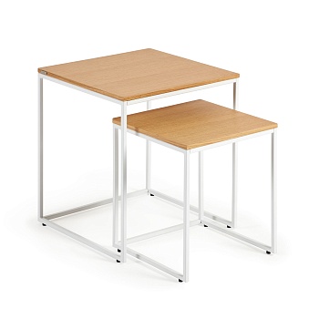 Yoana Набор из 2 столиков из дубового шпона и белого металла La Forma (ex Julia Grup)