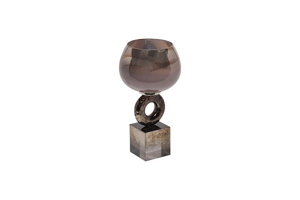 Подсвечник стеклянный дымчатый Garda Decor 71PN-3114