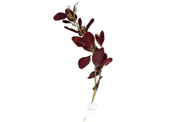 Веточка эвкалипта с цветами бордовая Garda Decor 9F28558BR