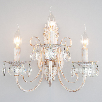 Бра Eurosvet 3305/3 белый с золотом/прозрачный хрусталь Strotsk