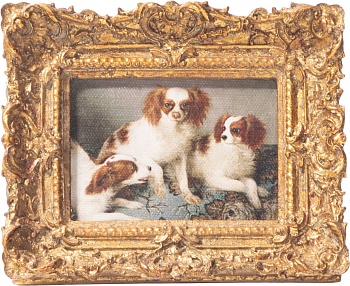 Картина в раме Собачки, масло, под старину Glasar 28-390