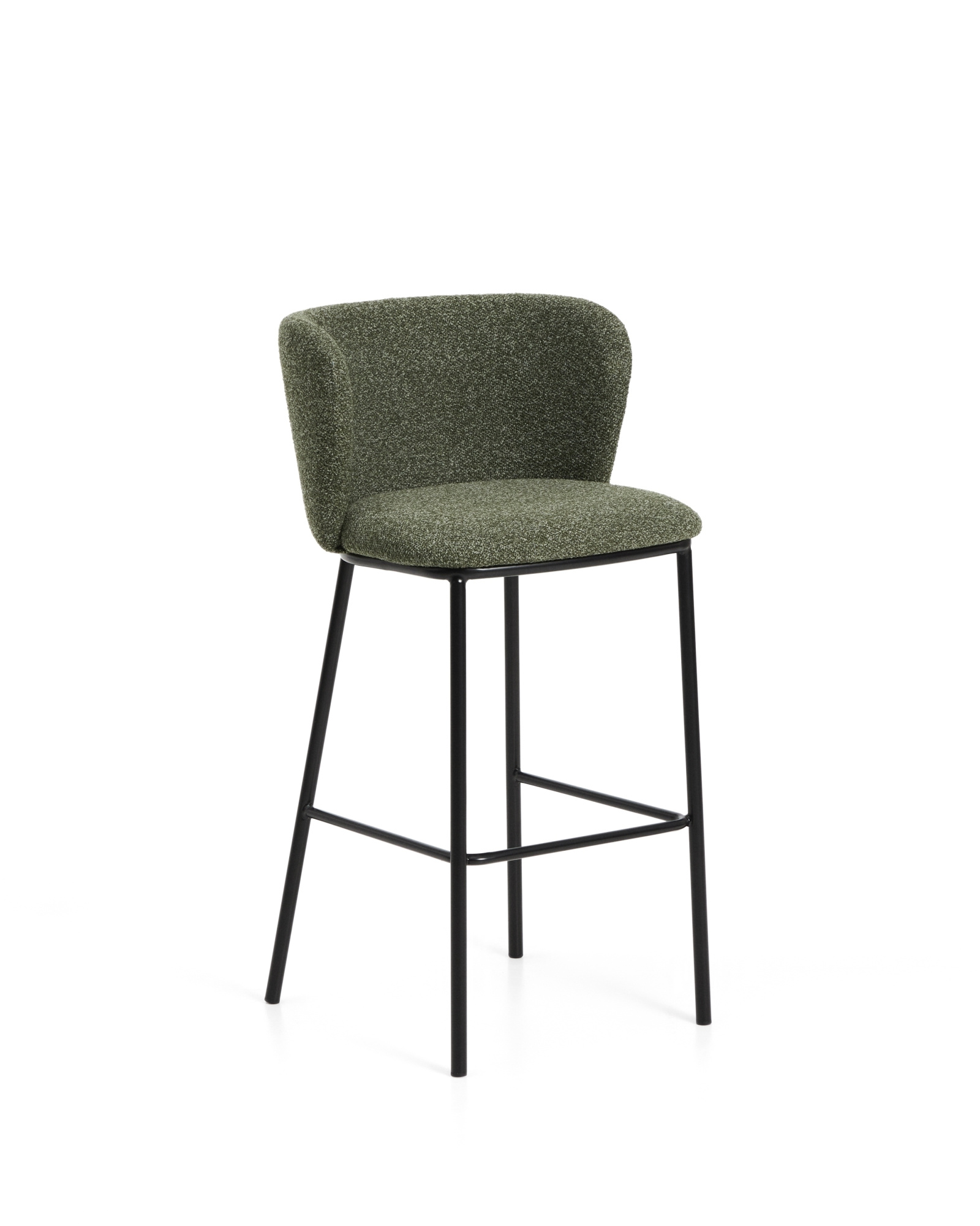 Барный стул Ciselia из темно-зеленого шенилла с ножками из черной стали La Forma 463533