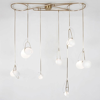 Люстра в стиле постмодерн цвета латуни с изогнутым стеклом clamp 7 by ImperiumLoft