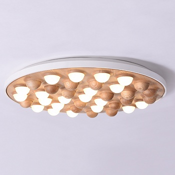 Потолочная люстра PIE D80 White/Light wood by ImperiumLoft