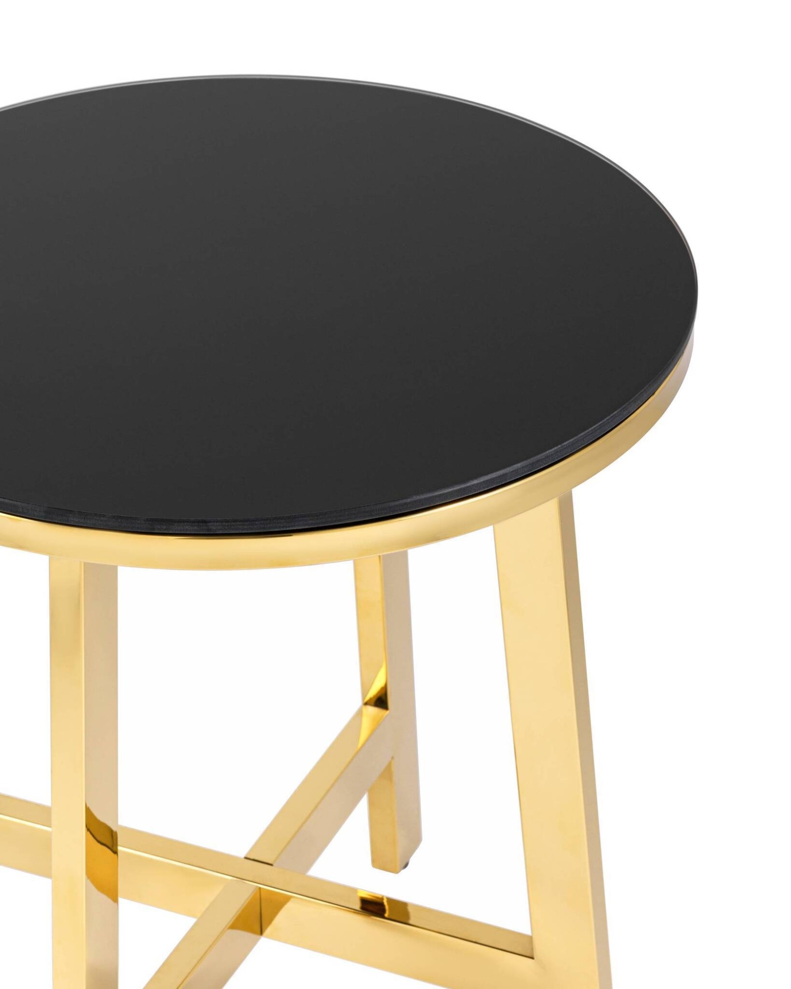Журнальный стол 50*50 АЛЬБА золото стекло черное Stool Group