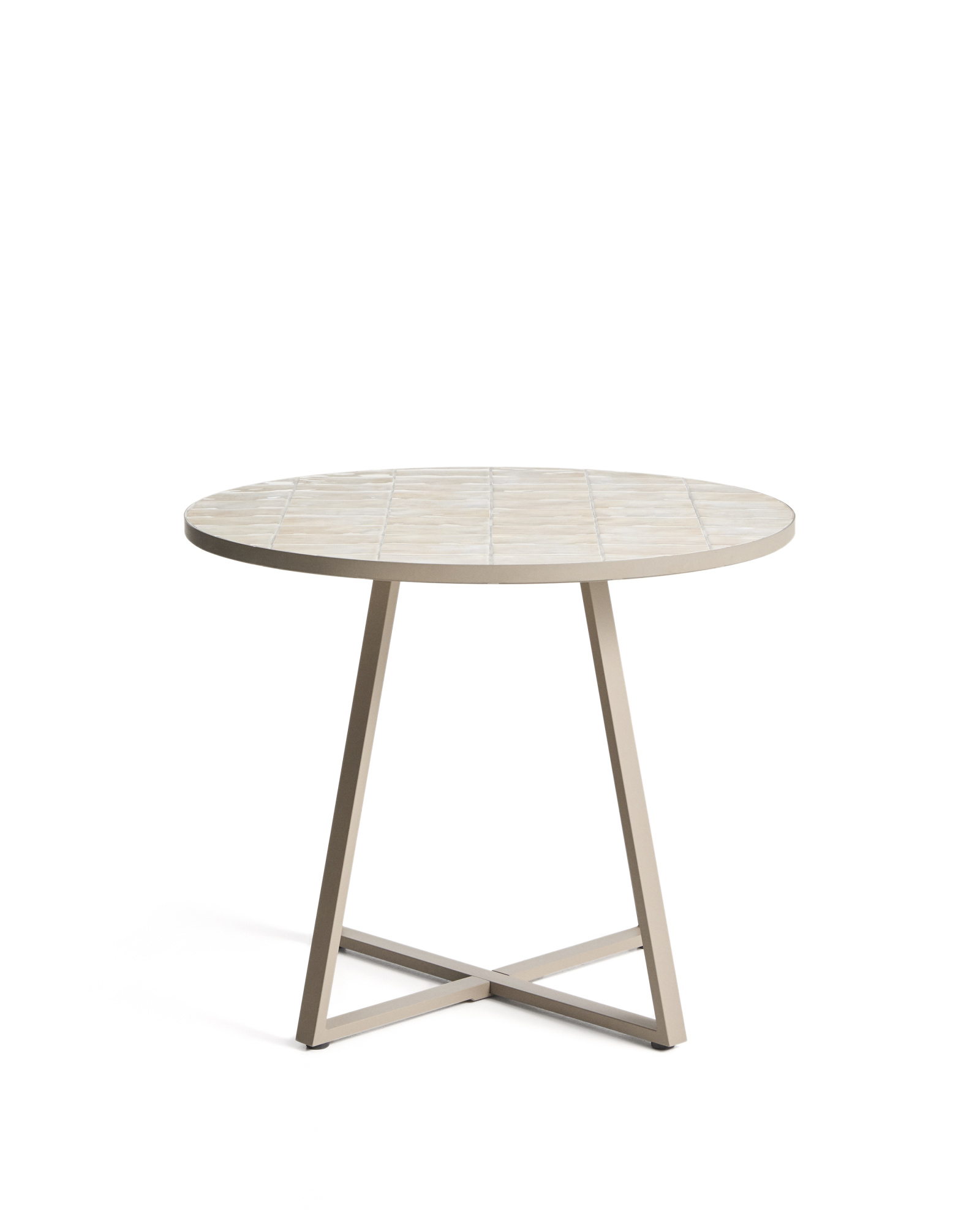 Уличный стол Tella из бежевой стали с бежевой плиткой 90 см La Forma 482355