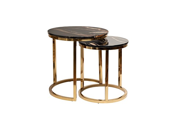 Набор из 2х журнальных столиков (искусственный мрамор/золото) Garda Decor 57EL-ET101B-BL