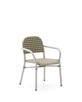 Уличный стул Tuccia бежевого-зеленого цвета из алюминия и искусственного ротанга La Forma (ex Julia Grup)