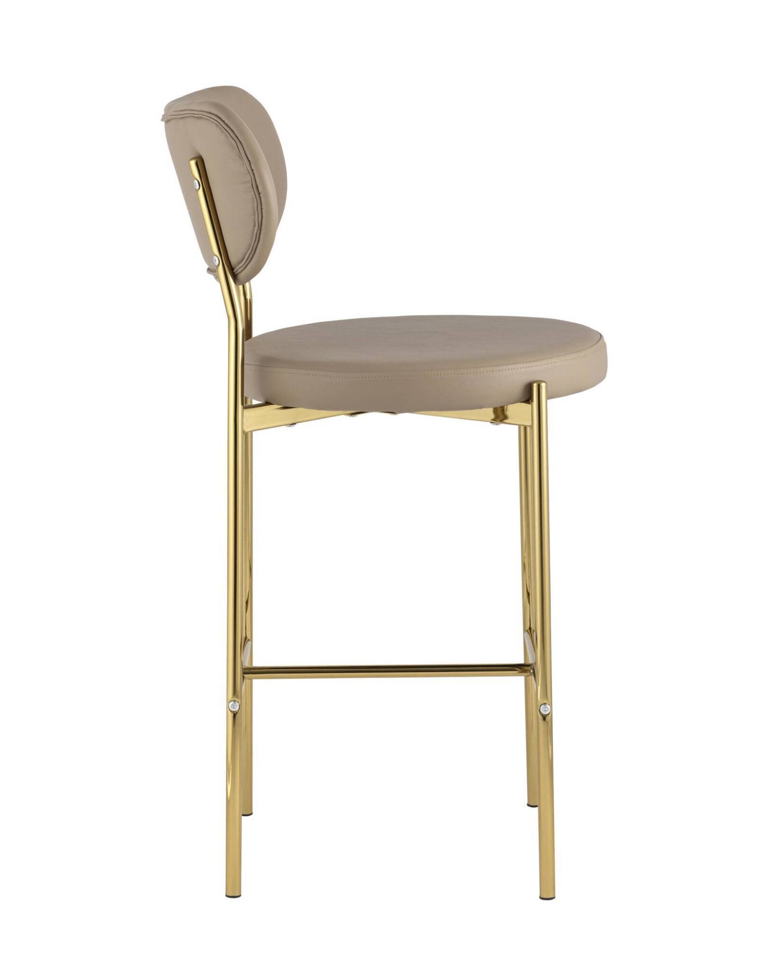 Стул полубарный Барбара экокожа бежевая золотые ножки Stool Group
