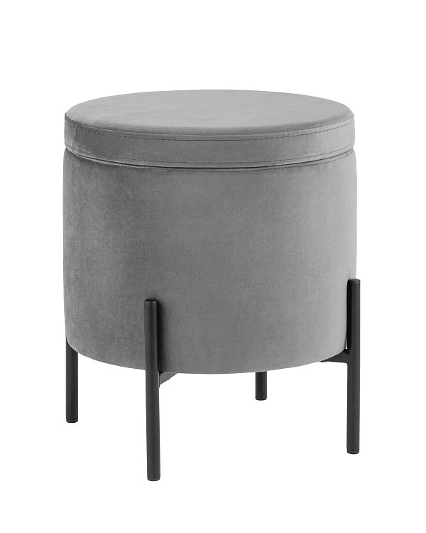 Пуф Грейс с ящиком велюр серый Stool Group