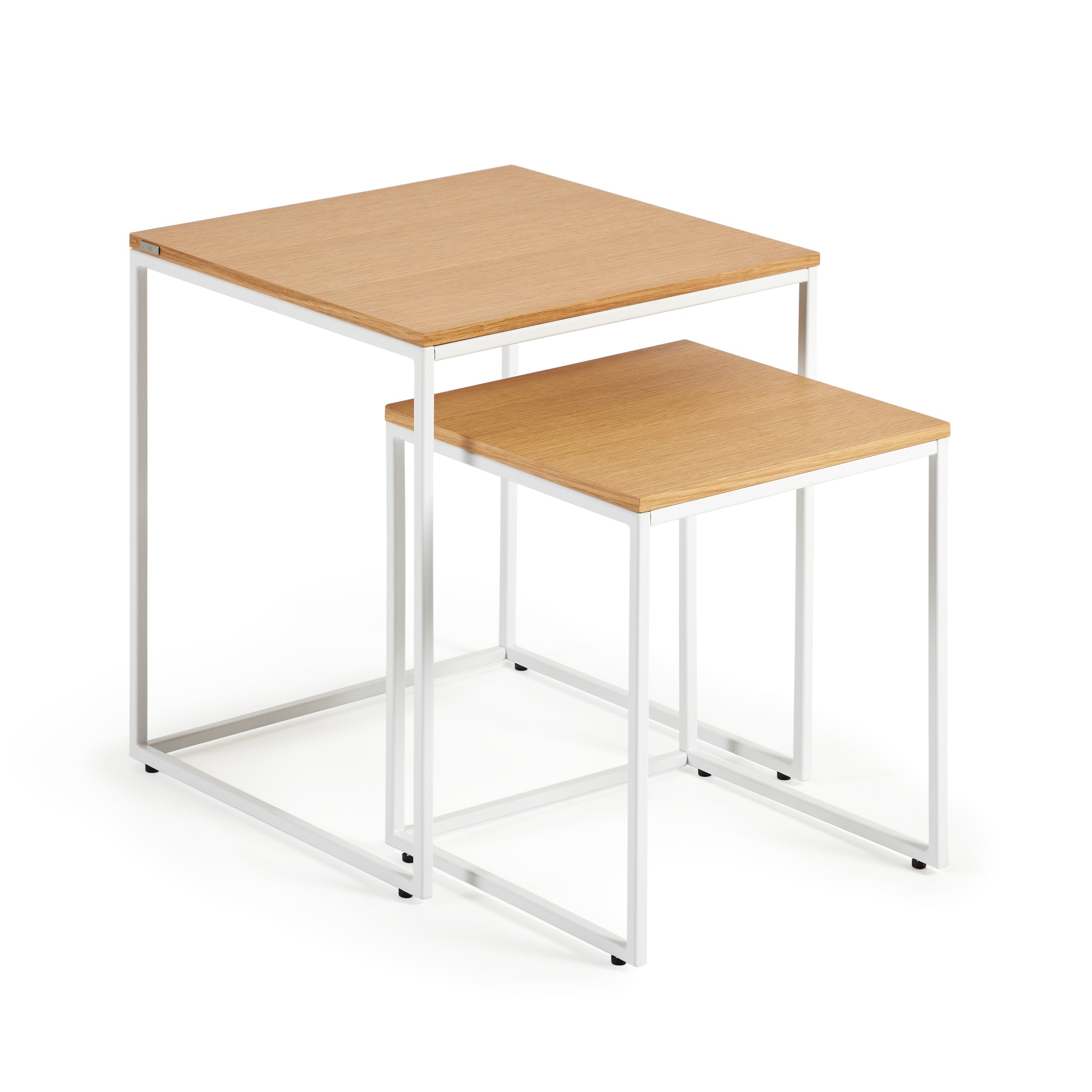 Yoana Набор из 2 столиков из дубового шпона и белого металла La Forma (ex Julia Grup)