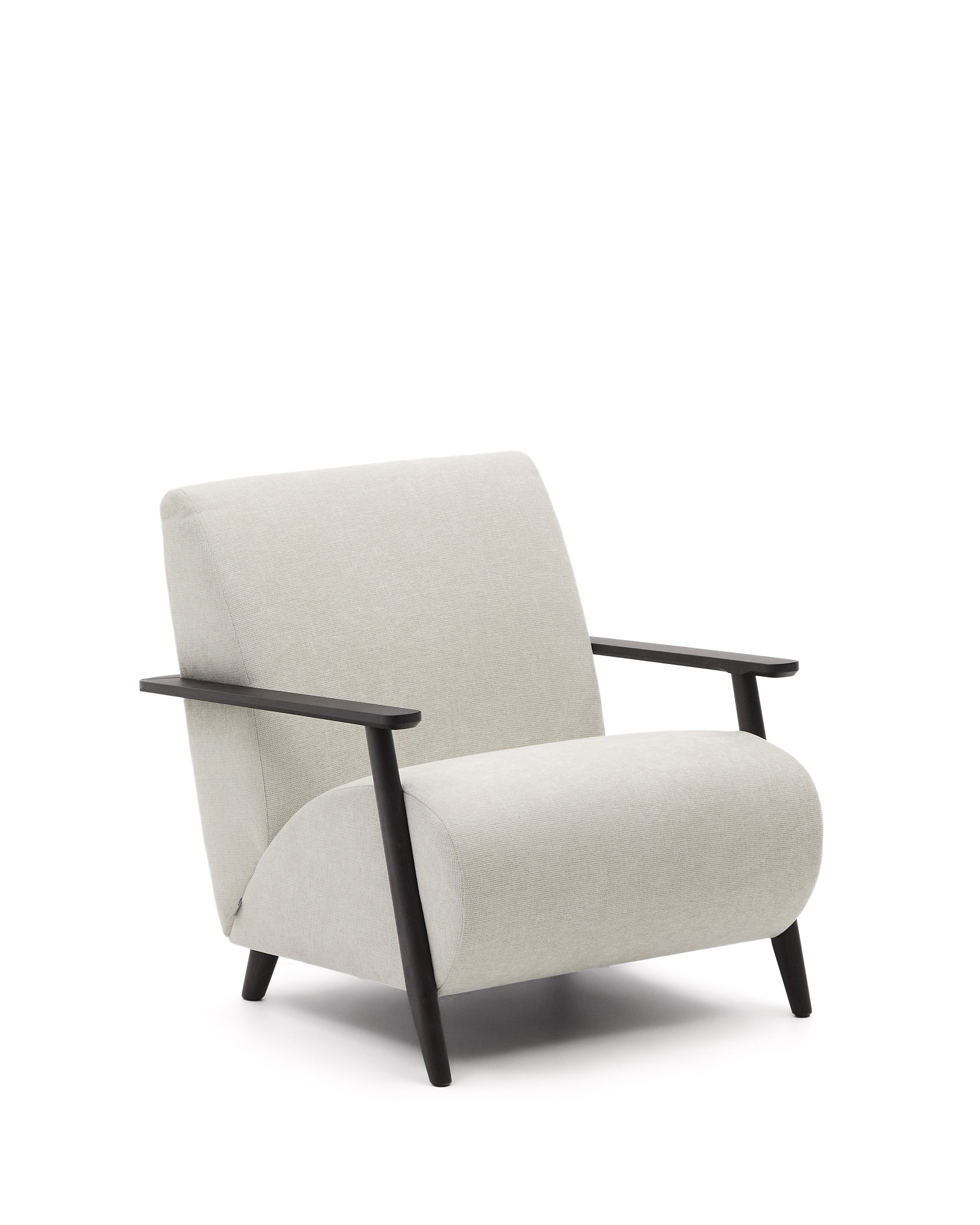 Кресло Meghan из жемчужного шенилла с массивом бука в отделке венге La Forma (ex Julia Grup)