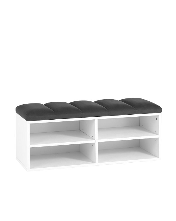 Обувница Хольст 2 белая велюр тёмно-серый Stool Group