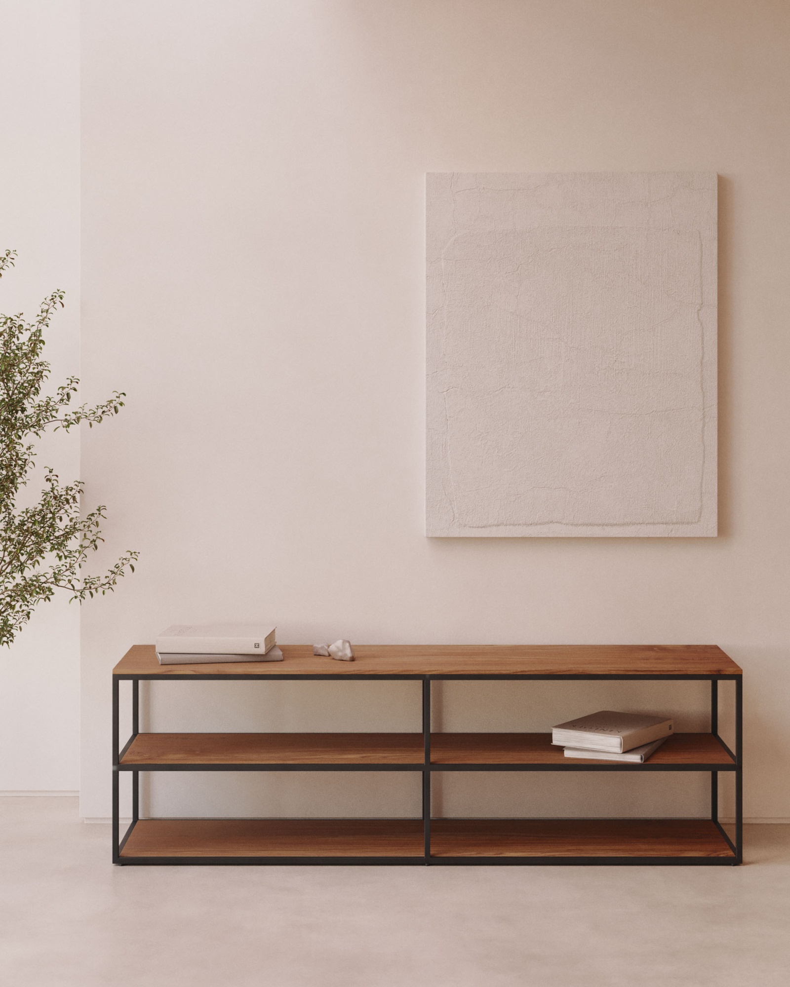 Yoana Тумба под TV из орехового шпона и черного металла 160 x 40 см La Forma (ex Julia Grup)