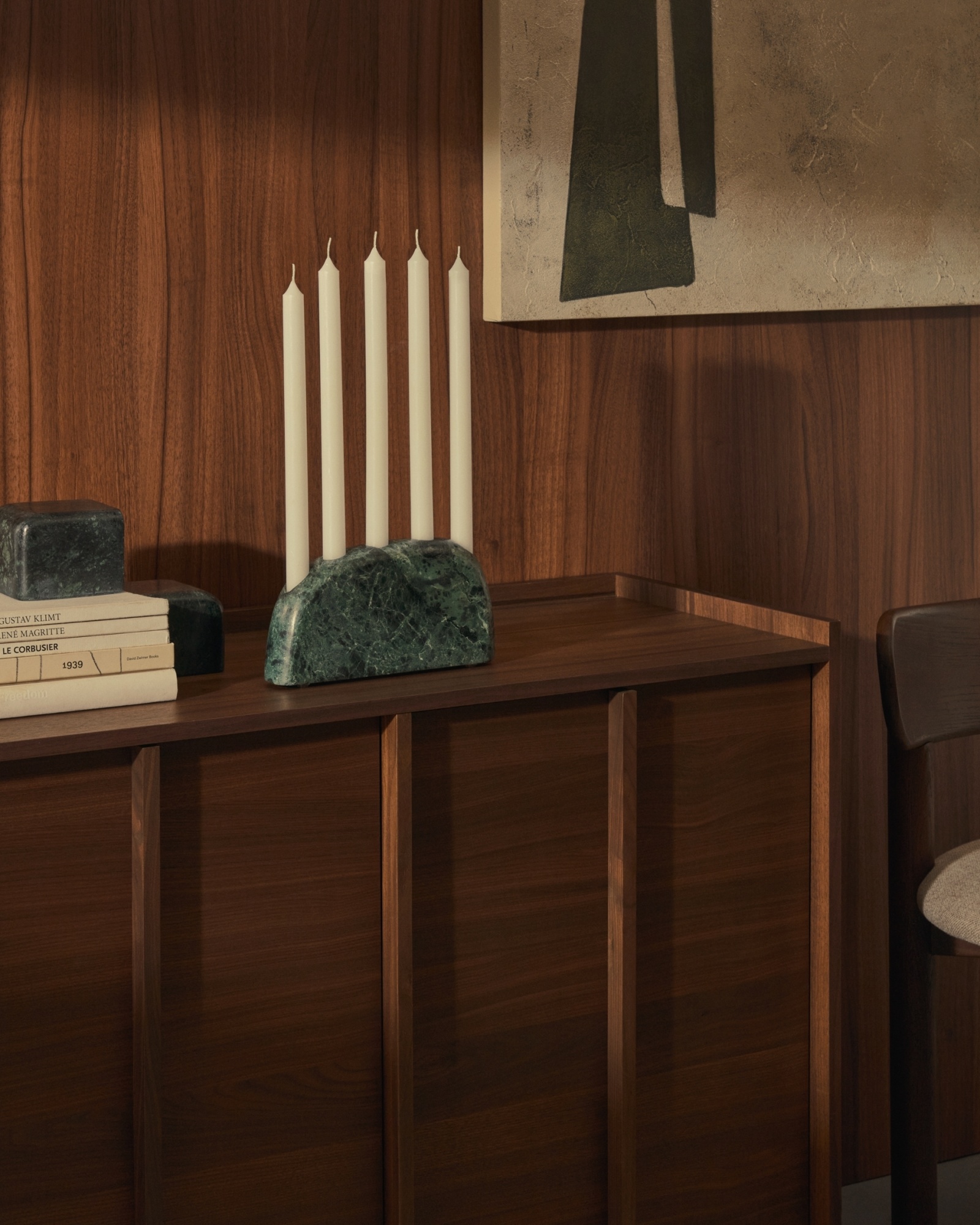 Signe Большой подсвечник из зеленого мрамора 10 см La Forma (ex Julia Grup)