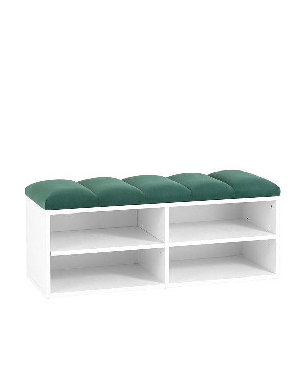 Обувница Хольст 2 белая велюр зелёный Stool Group