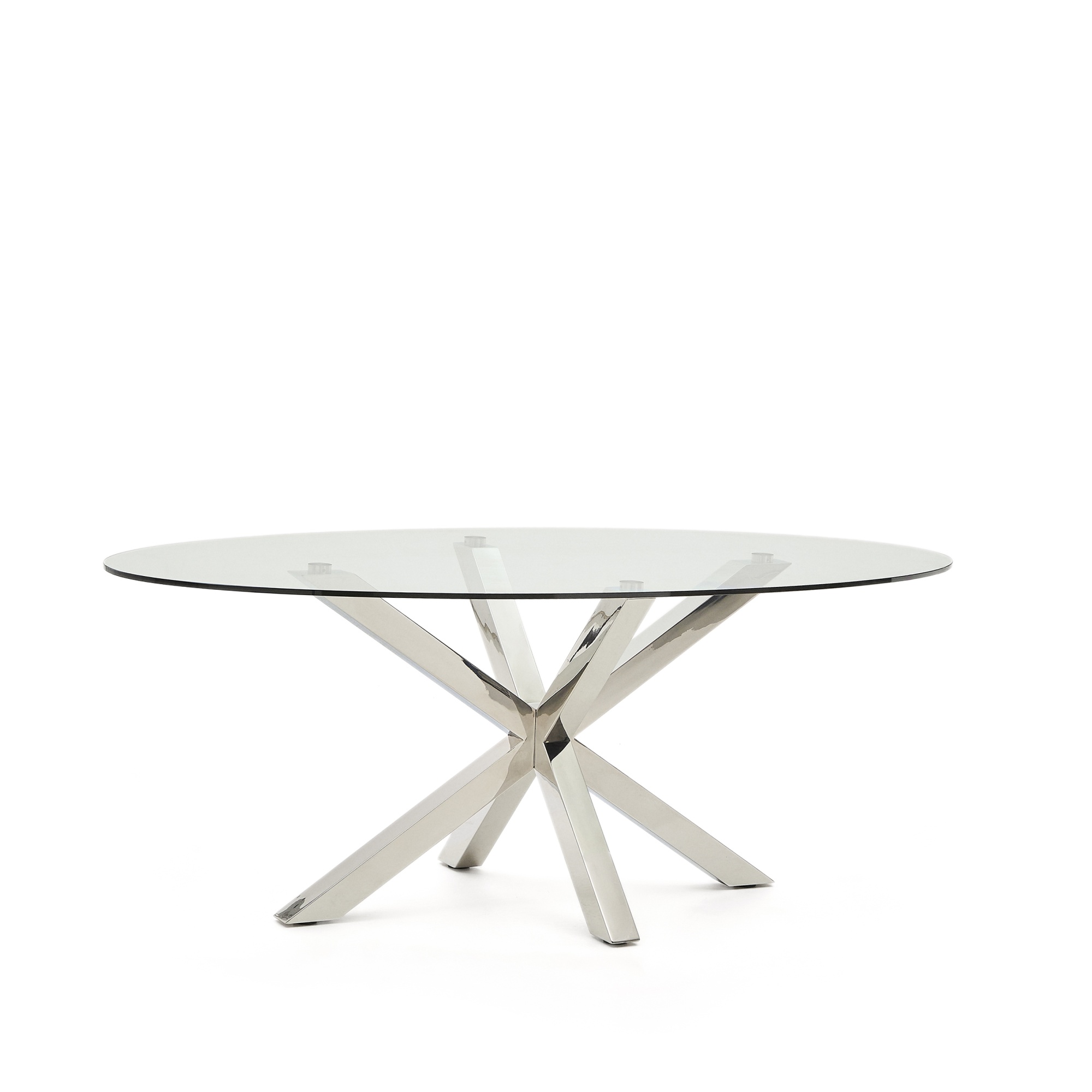 Овальный стол ARYA Argo из матового черного стекла и нержавеющей стали 200x100 La Forma (ex Julia Grup)