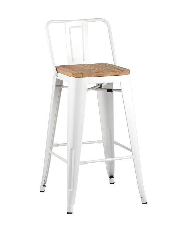 Стул полубарный TOLIX WOOD со спинкой белый глянцевый Stool Group