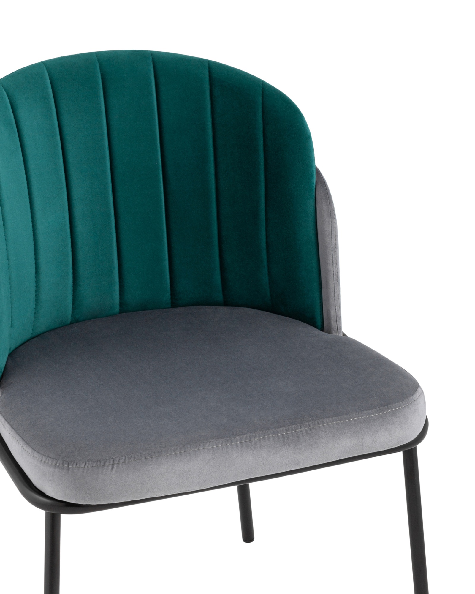 Стул Дабл велюр серый с изумрудной вставкой Stool Group