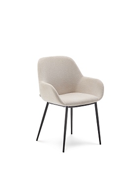Стул Konna бежевого цвета с черными стальными ножками La Forma (ex Julia Grup)