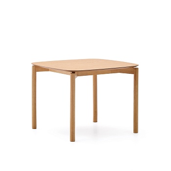 Квадратный стол Indara из шпона и каучукового дерева с натуральной отделкой 100 х 100 La Forma (ex Julia Grup)