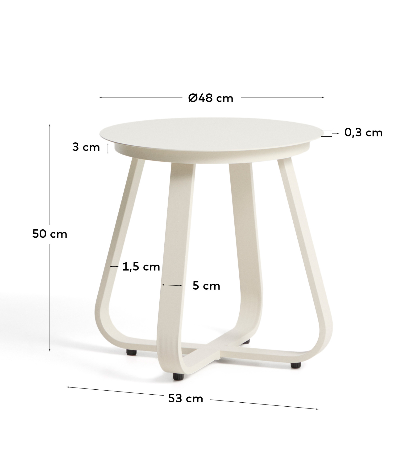 Уличный столик Tamaris из алюминия цвета экрю Ø48 см La Forma 482642