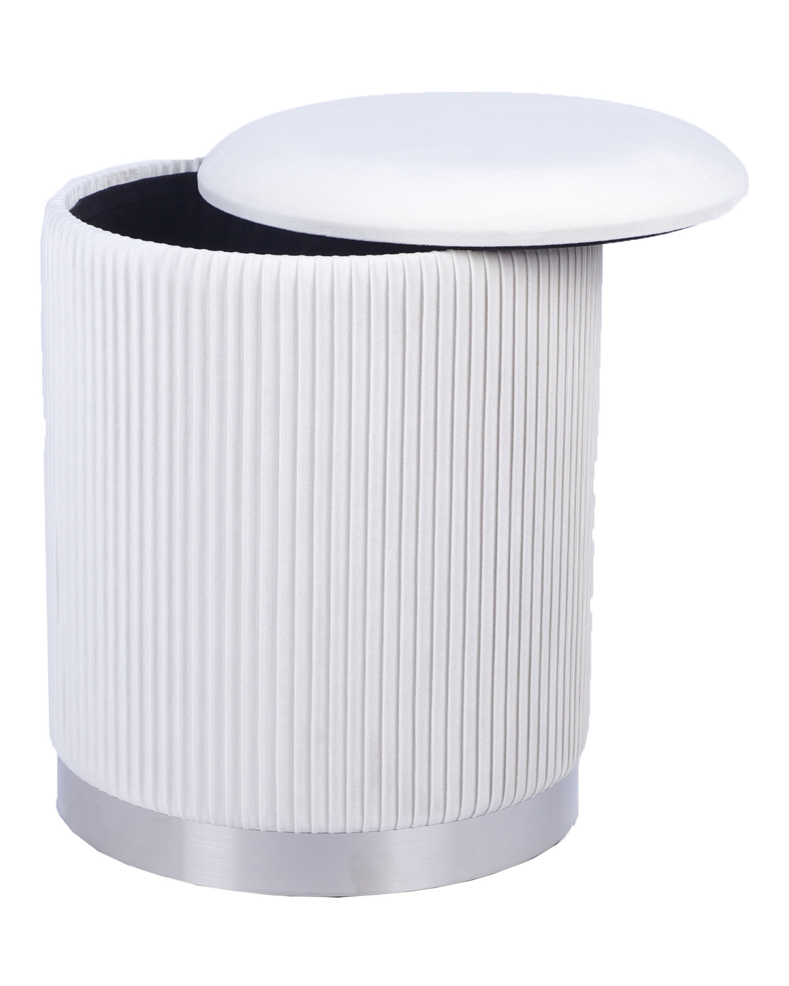 Пуф Шарлотта с ящиком серебро велюр бежевый Stool Group