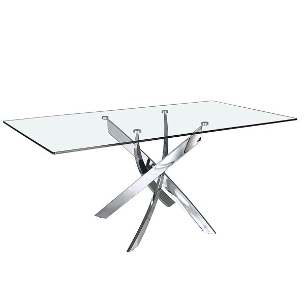 Стол обеденный прямоугольный F2133 /1061 стекло 160x95 с ножками из нержавеющей стали Angel Cerda