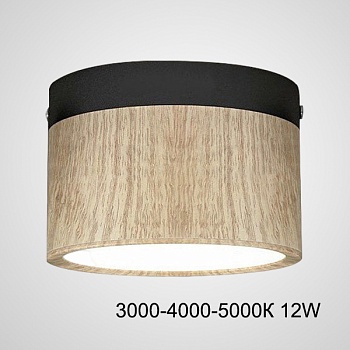 Точечный светильник FOG WOOD D11 Black Трехцветный свет 12W by ImperiumLoft