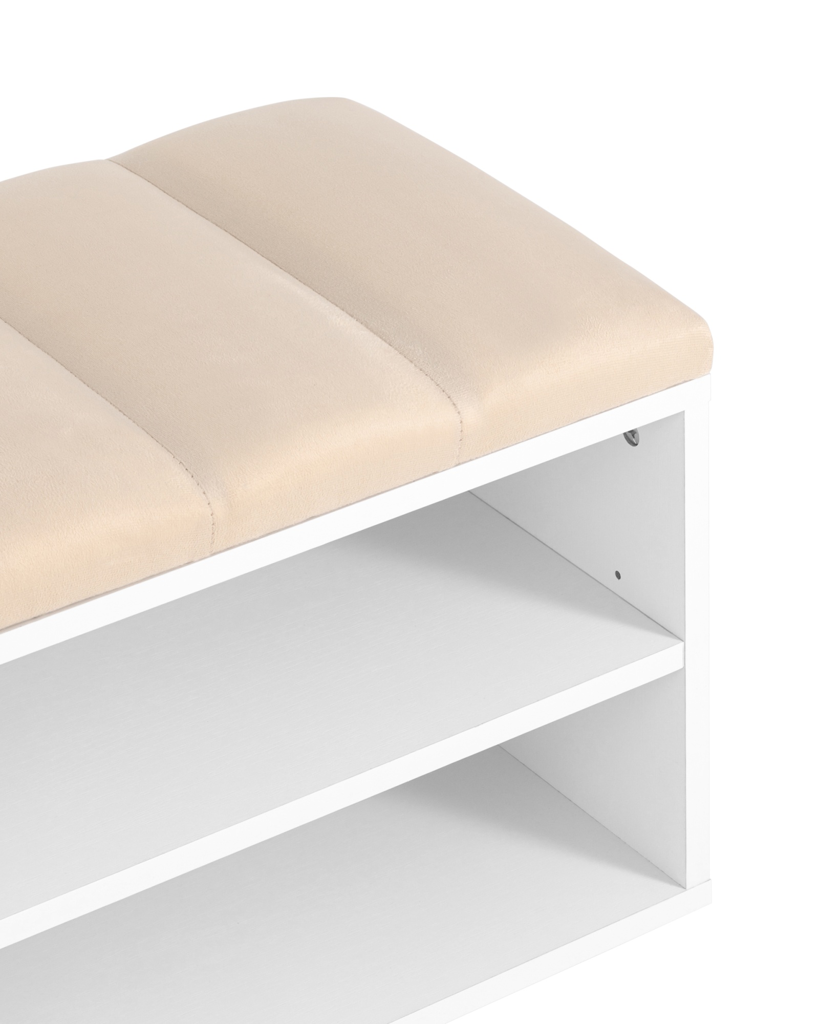 Обувница Хольст белая велюр бежевый Stool Group