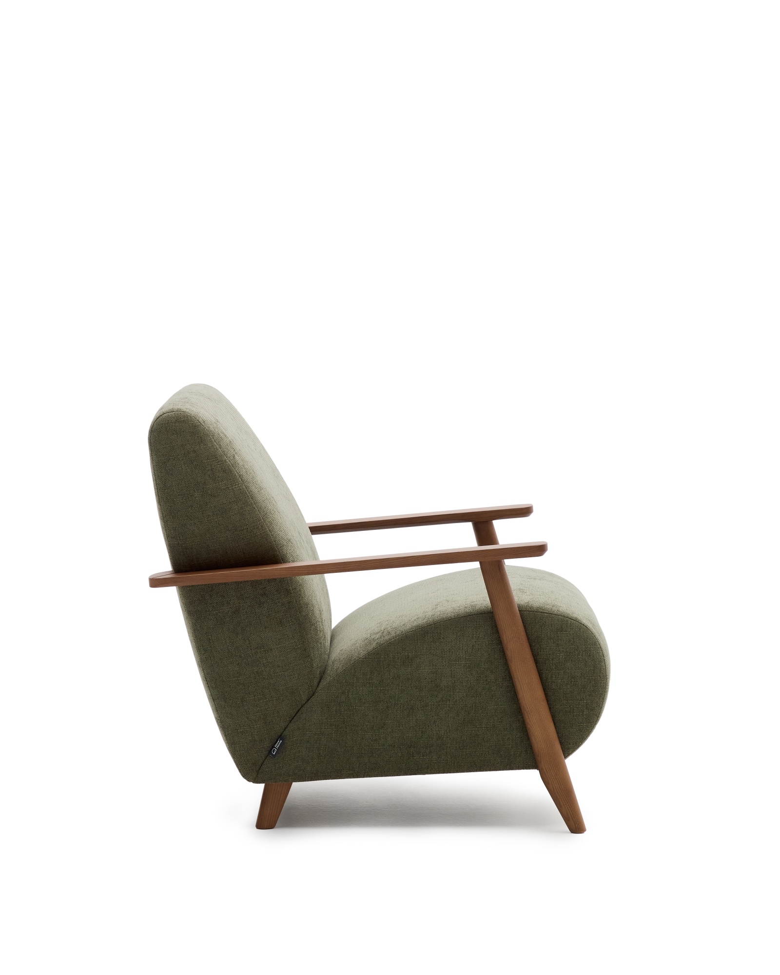 Кресло Meghan из зеленого шенилла и массива ясеня с отделкой под орех La Forma (ex Julia Grup)