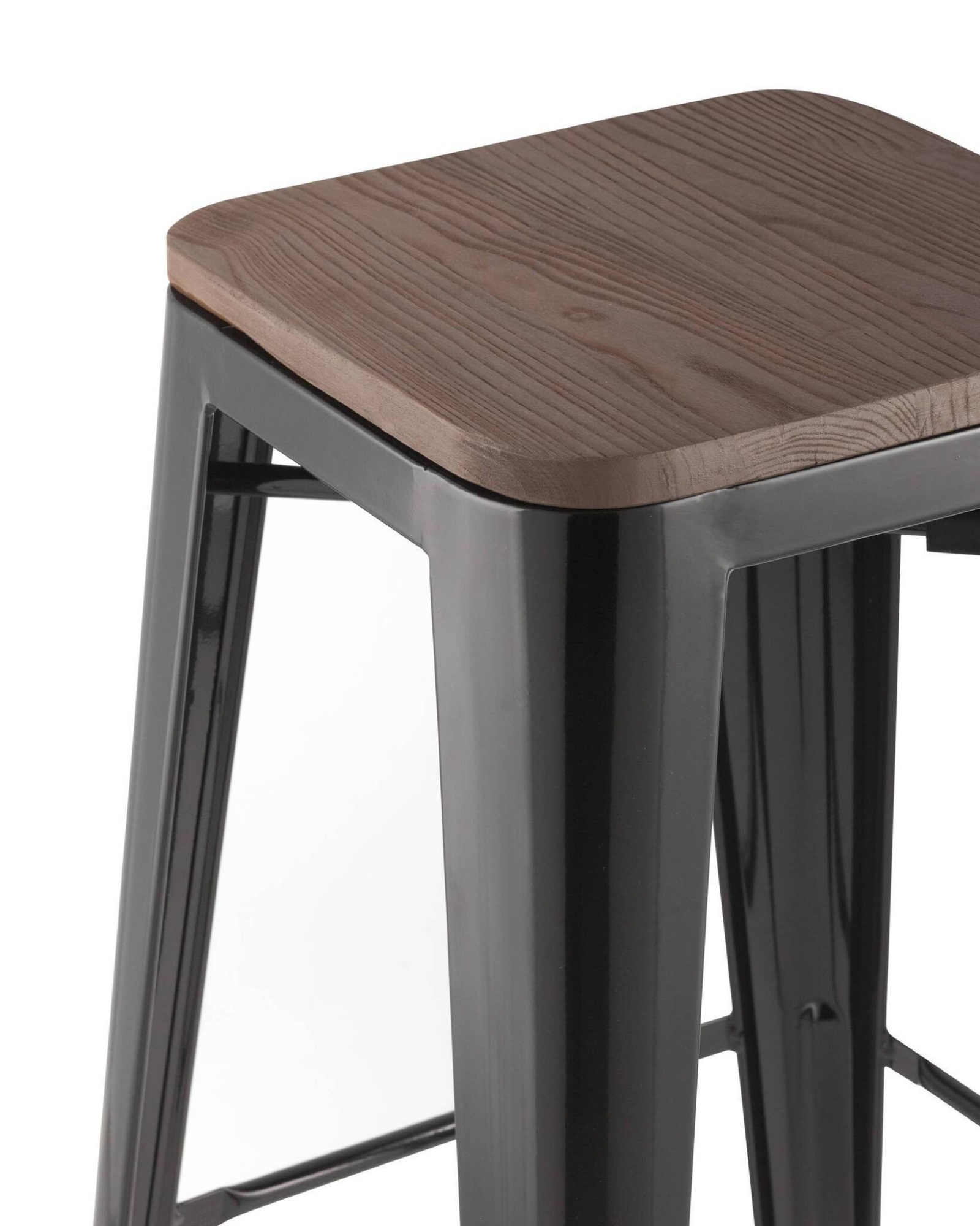 Стул барный TOLIX WOOD черный глянцевый Stool Group