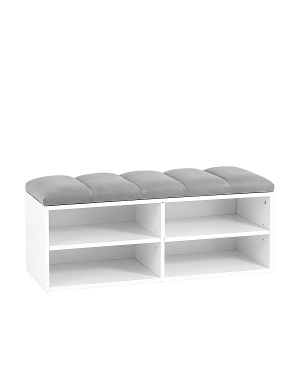 Обувница Хольст 2 белая велюр серый Stool Group