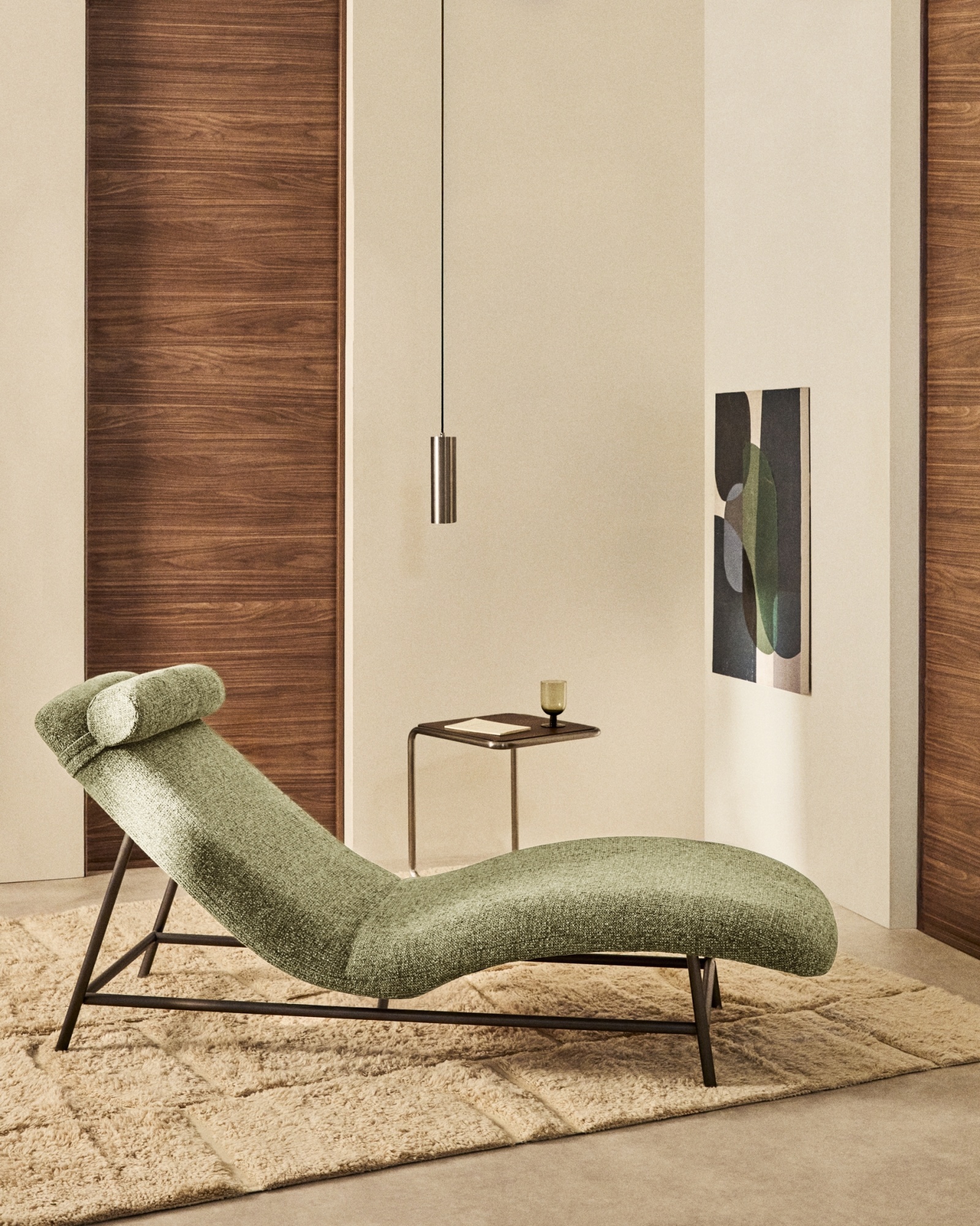 Кушетка Osla из зеленого шенилла с ножками из матовой нержавеющей стали, 175 см La Forma (ex Julia Grup)