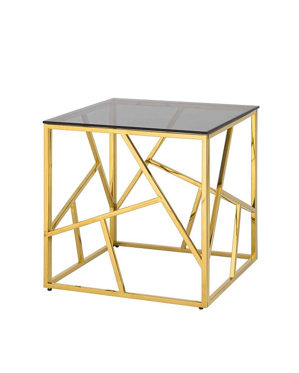 Журнальный столик 55*55 АРТ ДЕКО золото стекло smoke Stool Group