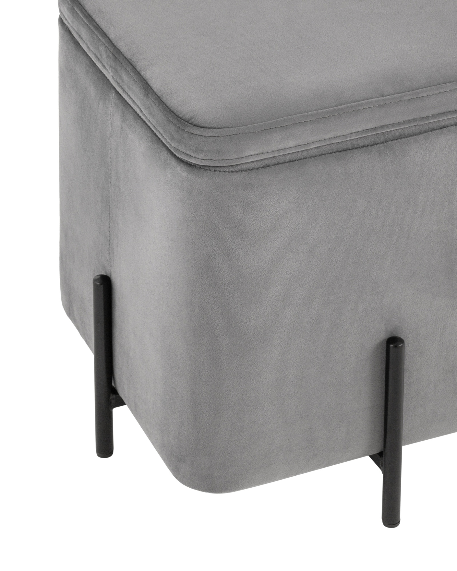 Пуф Грейс квадрат с ящиком велюр серый Stool Group