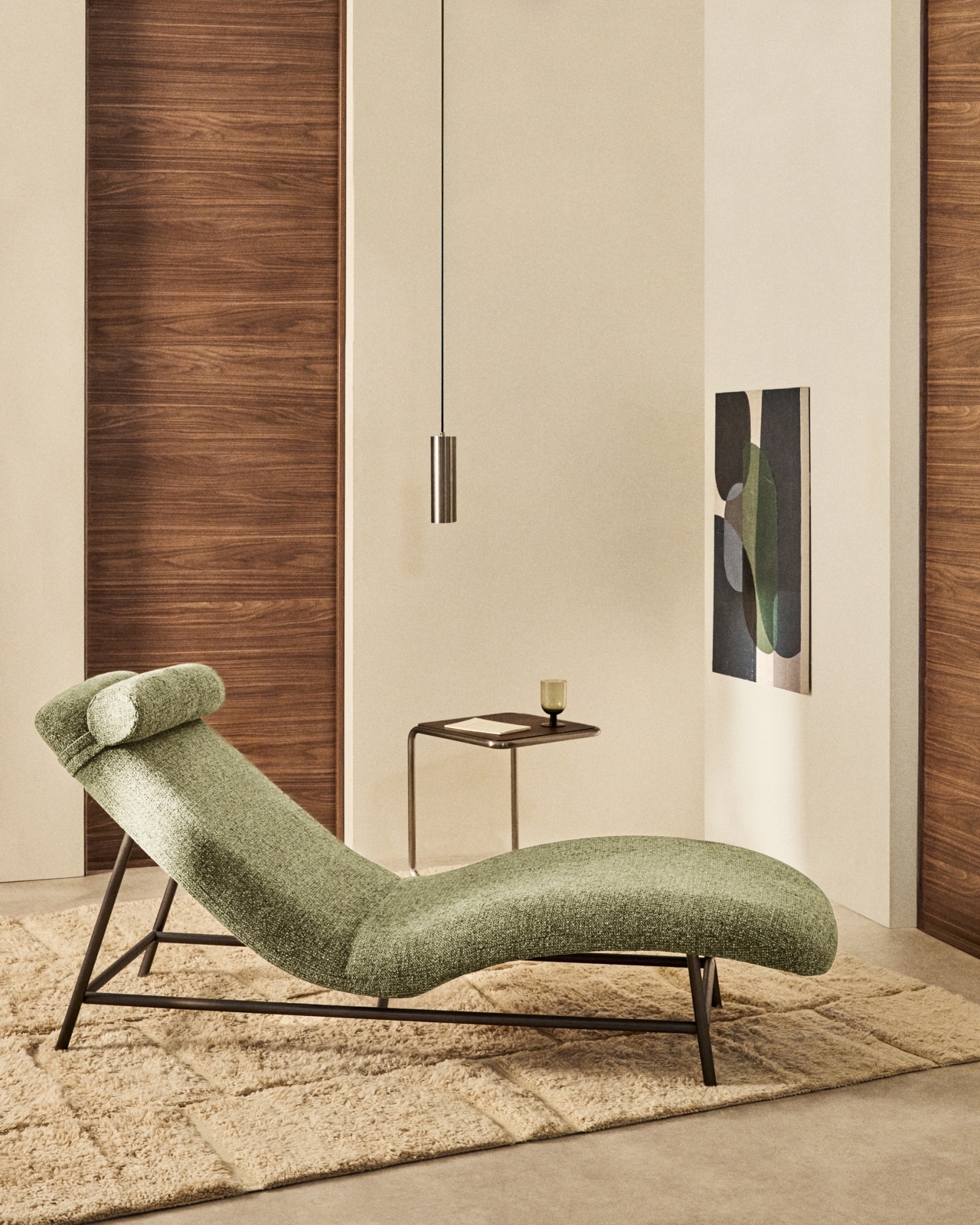 Кушетка Osla из зеленого шенилла с ножками из матовой нержавеющей стали, 175 см La Forma (ex Julia Grup)