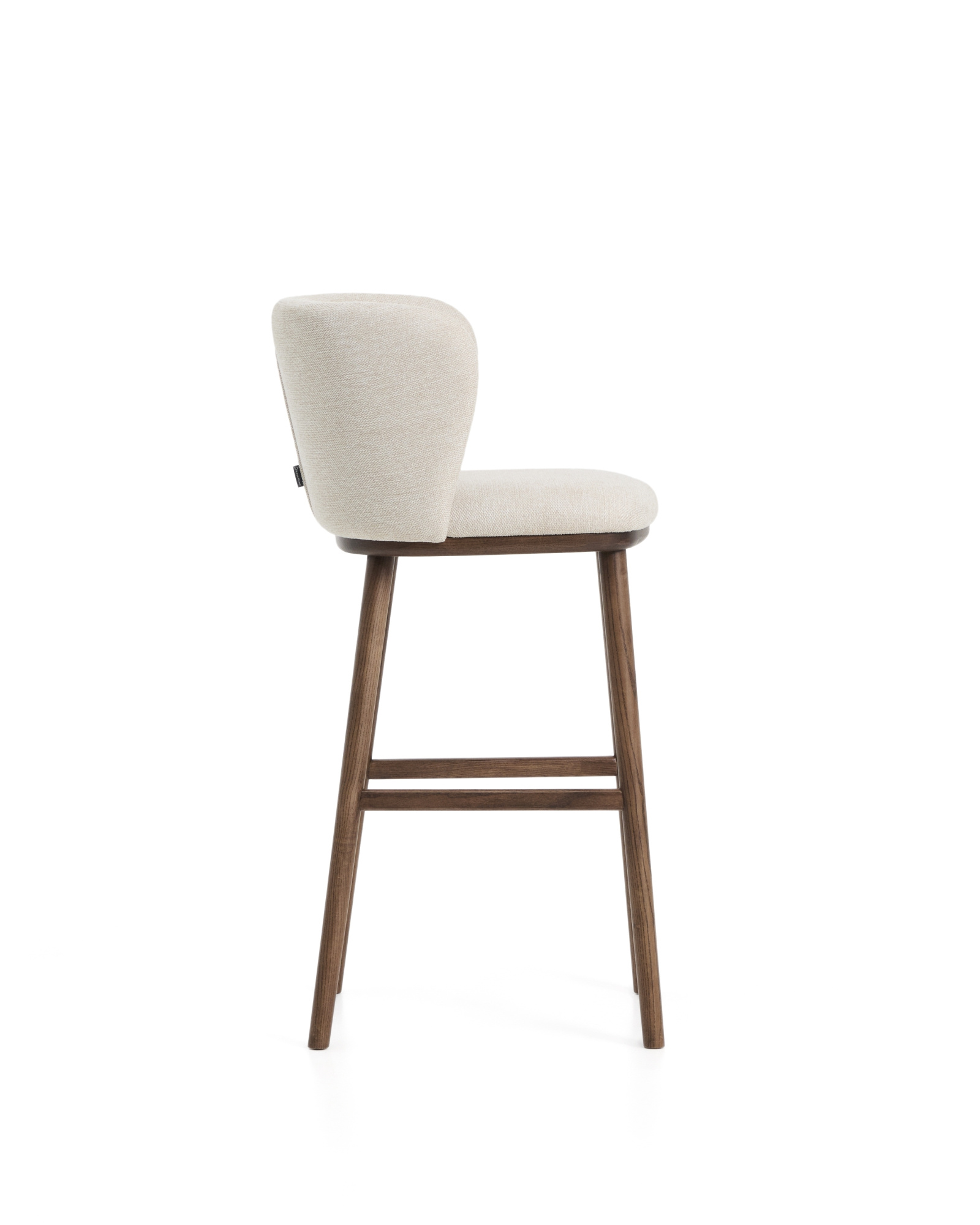 Барный стул Ciselia из бежевого шенилла с ножками из ясеня в отделке орех La Forma 463527