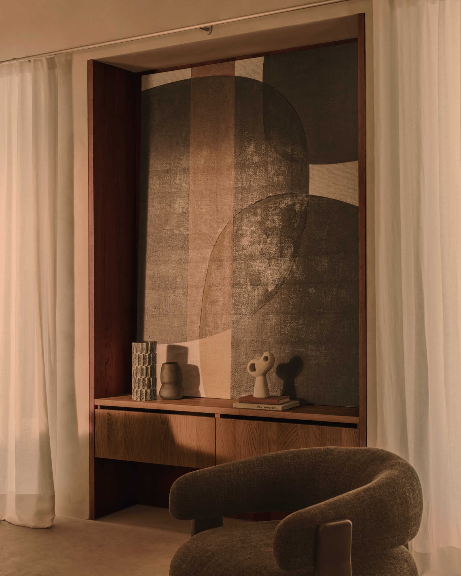 Tonol коричневый абстрактный холст 140  x 180 см La Forma (ex Julia Grup)