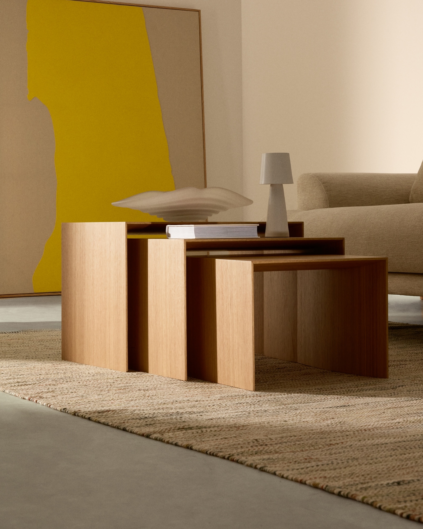 Litto Комплект из 3-х столиков из дубового шпона с отделкой натурального цвета La Forma (ex Julia Grup)