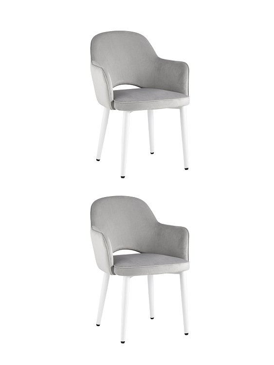 Стул Венера велюр серебристый ножки белые 2 шт Stool Group