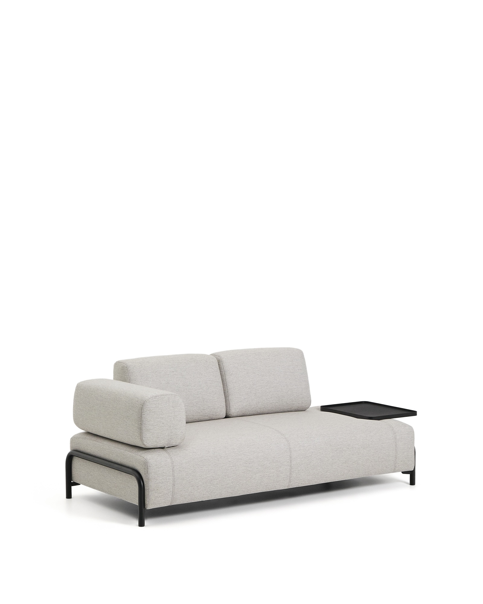 2-местный диван Compo серо-бежевого цвета с большим журнальным столиком и чёрным каркасом La Forma (ex Julia Grup)