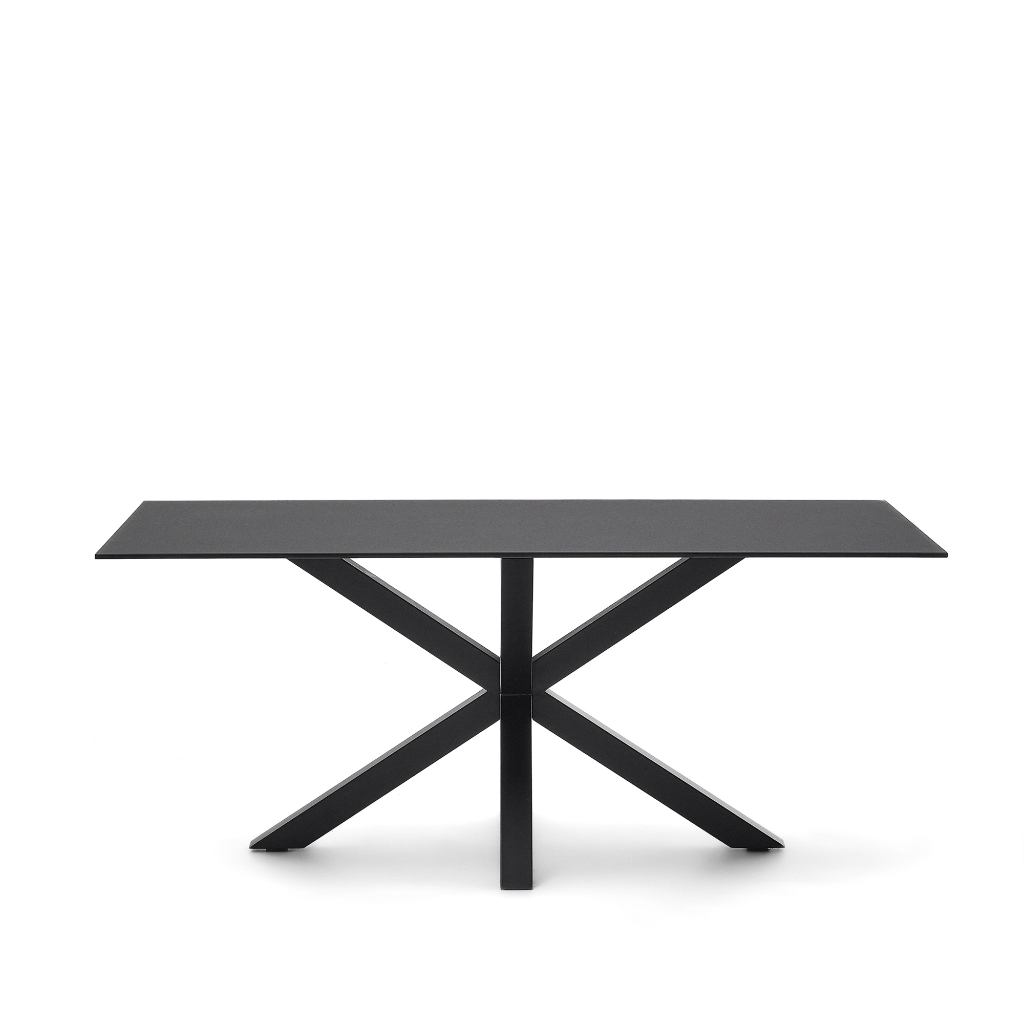 Argo Стол обеденный с черными ножками из стали и столешницей из черного стекла 180x100 La Forma (ex Julia Grup)
