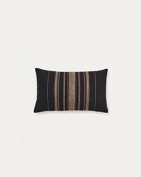 Чехол для подушки Sairu из льна черного цвета с бежевой вышивкой 30 x 50 см La Forma (ex Julia Grup)