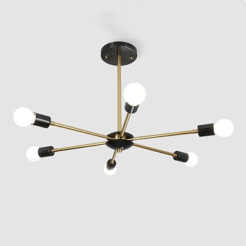Люстра на штанге SPUTNIK D65 Gold/Black base by ImperiumLoft