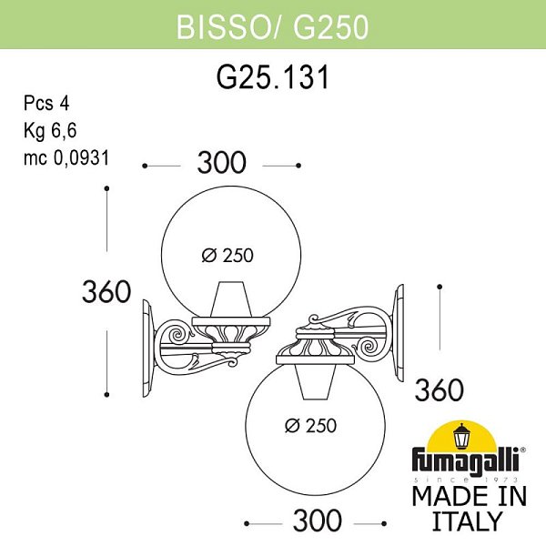 Светильник настенный Fumagalli G25.131.000.VZF1RDN