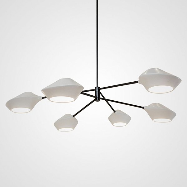 Люстра на штанге LANT D95 6 lamps Black/White by ImperiumLoft
