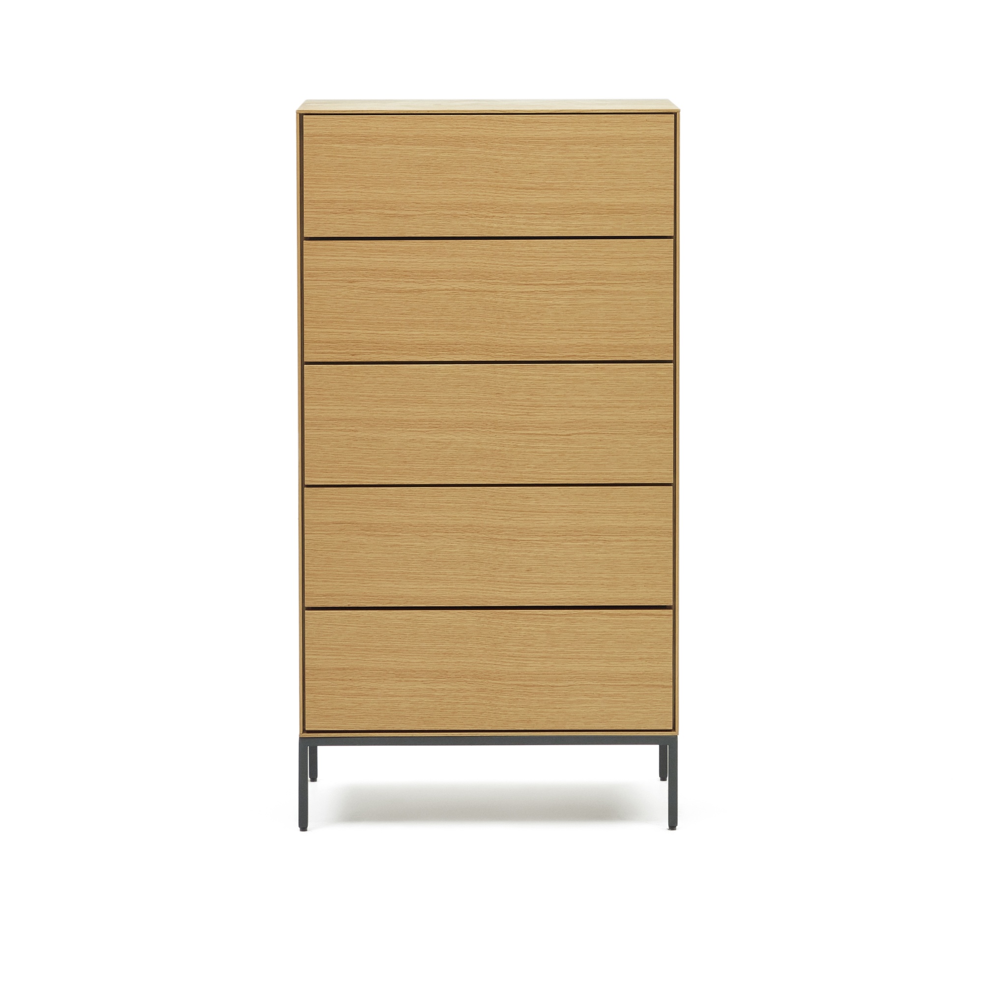 Vedrana Комод с 5 ящиками из дубового шпона со стальными ножками 60 x 114 см La Forma (ex Julia Grup)