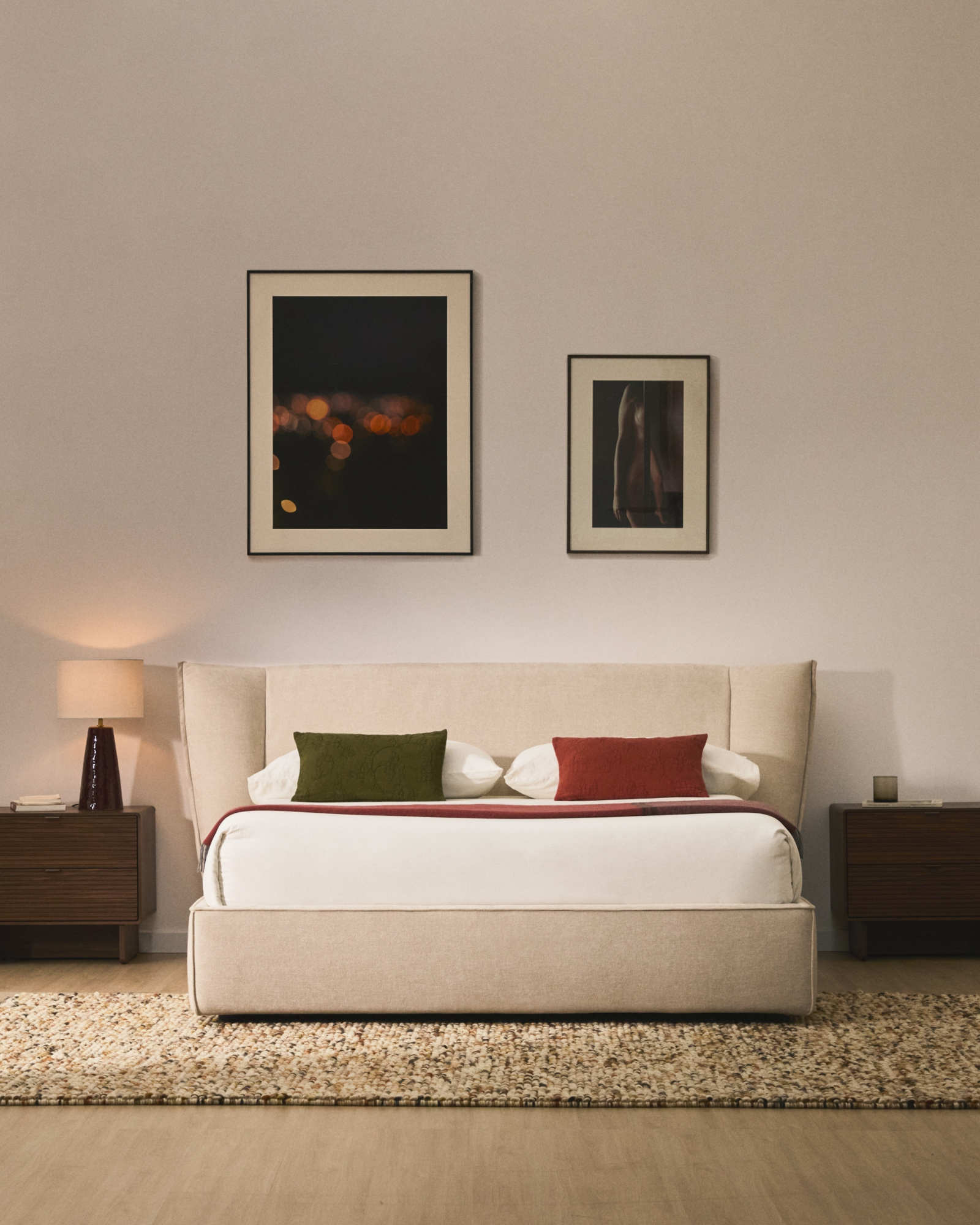 Кровать Arvian бежевого цвета из шенилла с ящиком для хранения 160 х 200 см La Forma 465727