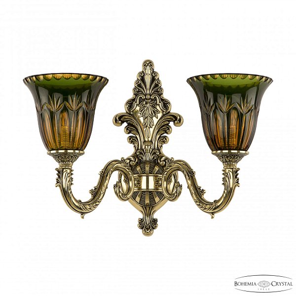 Бра бронзовые 7101B14/2/175 GB P2 U Amber-Green/H-1I Bohemia Ivele Crystal
